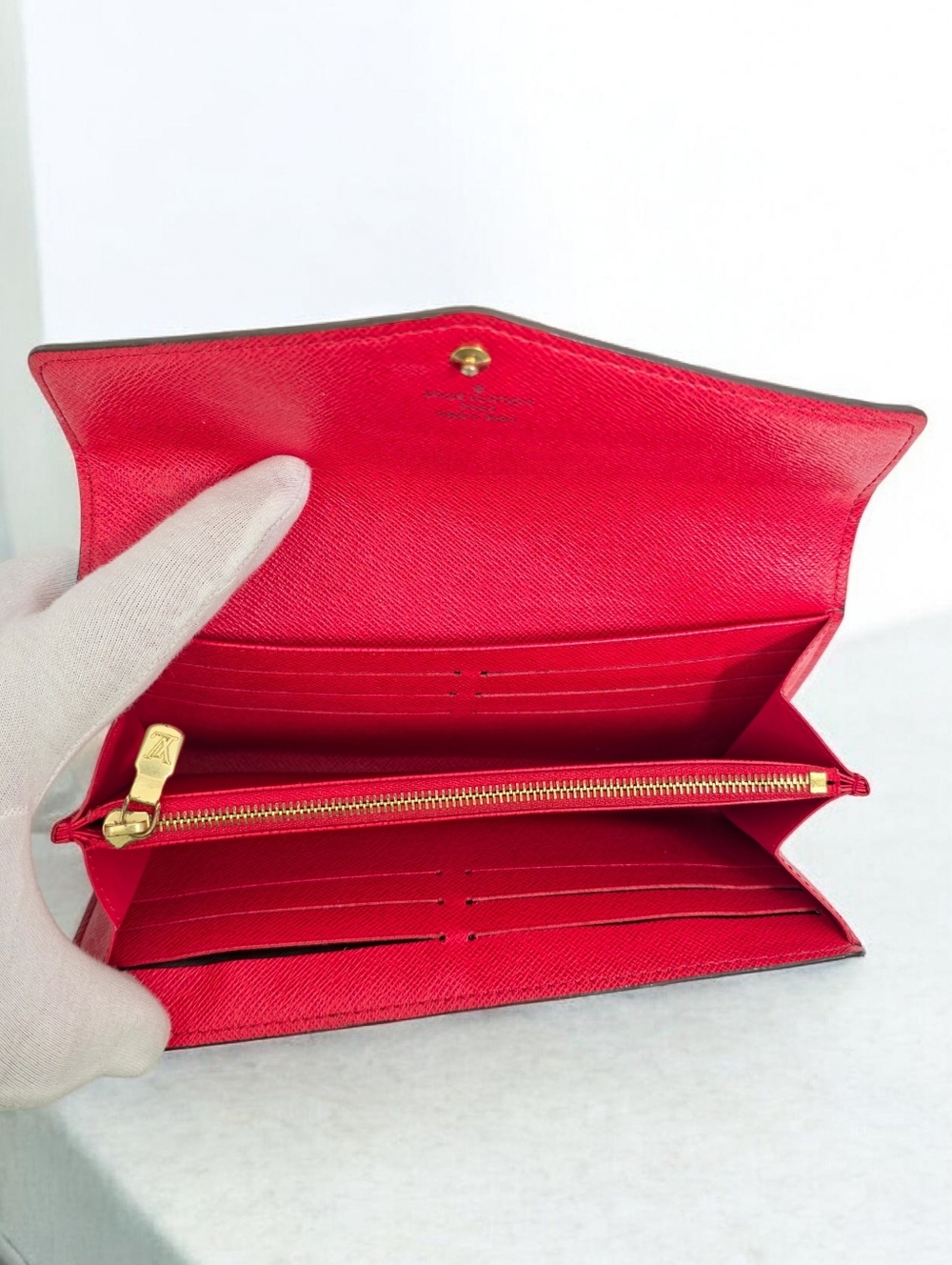 ✨️Authentic Louis Vuitton Sarah long wallet Brown monogram Red interior - Picture 6 of 12